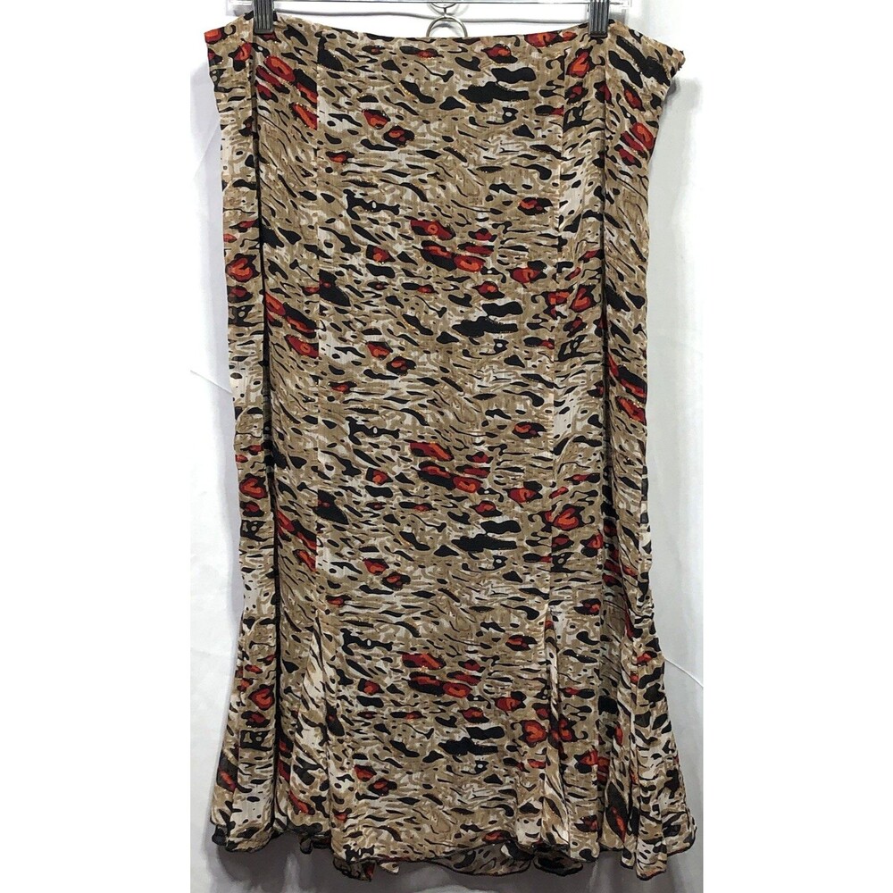 Lane Bryant Flowy Chiffon Midi Skirt 14 Insert Ruffle Hem Career Office Glam